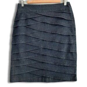 TRIBAL Layered Detail Blue Jeans Pencil Knee Length Skirt Sz 4
